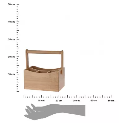 Excellent Houseware Pojemnik na sztuce z rczk bambus 23,5 cm