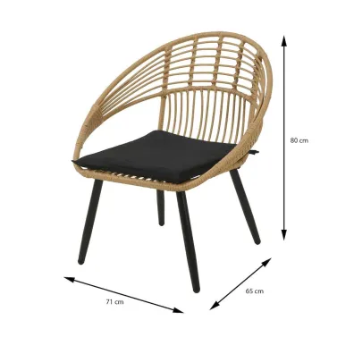 Krzeso rattanowe z poduszk 71x65x80 cm