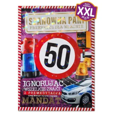 Yeku Karnet Premium Mandat 50 urodziny damskie (24x33cm)