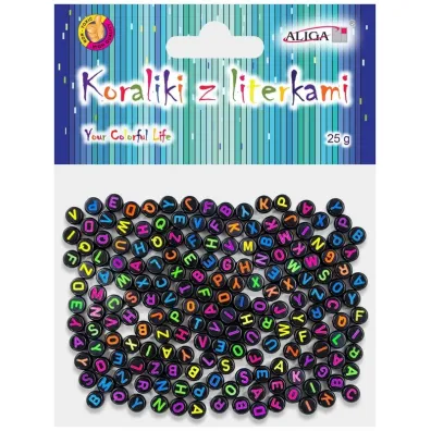 Aliga Koraliki plastikowe z literkami 7 x 4mm PJA-0323 25 g