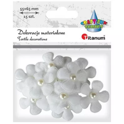 Titanum Ozdoba materia�owa kwiaty 3D z pere�k� 15 szt.