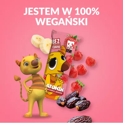 BeRaw Kids Baton Truskawka Banan Zestaw 6 x 25 g