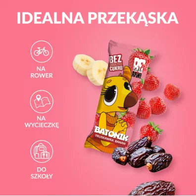 BeRaw Kids Baton Truskawka Banan Zestaw 6 x 25 g