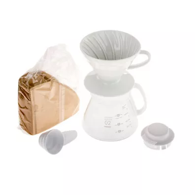 Hario Zestaw V60 Dripper & Pot White drip + serwer + filtry 600 ml