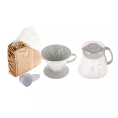 Hario Zestaw V60 Dripper & Pot White drip + serwer + filtry 600 ml