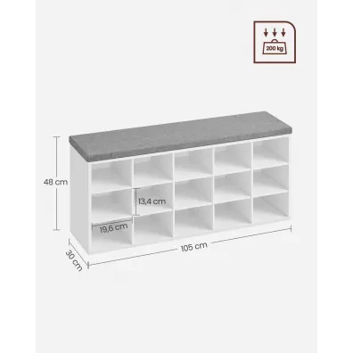Songmics Szafka na buty z siedziskiem 15 pek