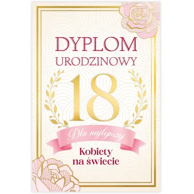 Karnet B6 18 Urodziny damskie, dyplom dla najfajniejszej kobiety na �wiecie