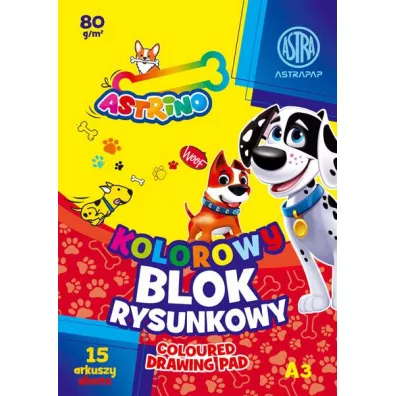 Blok rysunkowy kolorowy barwiony w masie A3 80g 15ark. ASTRAPAP "Astrino" p10