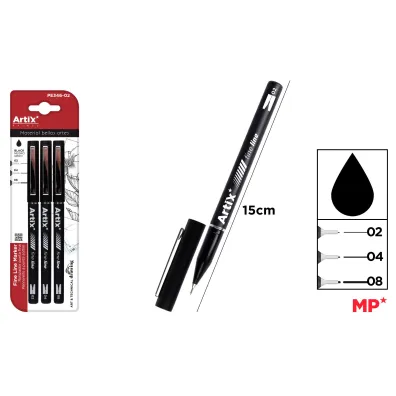 Mp Main Paper Marker precyzyjny kaligraficzny czarny 3szt.blister