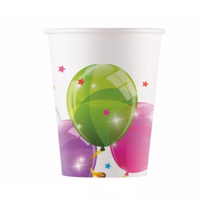 Procos Kubeczki papierowe Sparkling Balloons 200ml 8 szt.