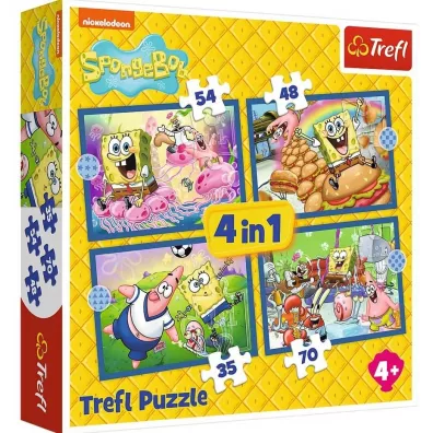 Puzzle 4w1 Podwodne ycie SpongeBoba TREFL