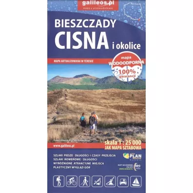 Mapa turystyczna wodoodporna Bieszczady, Cisna i okolice 1:25 000 - Red Grzegorz  Zwoli�ski