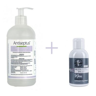 4organic Pyn do dezynfekcji rk Antiseptus + Mski pyn do higieny intymnej Zestaw 500 ml + 100 ml