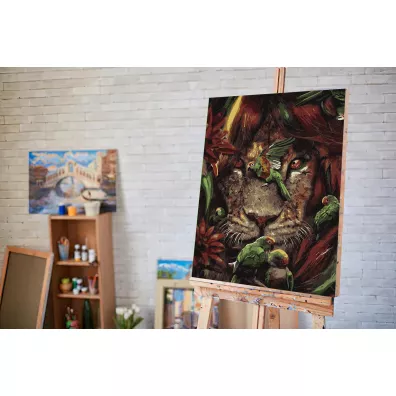 Malowanie po numerach. Tropikalny lew 40 x 50 cm