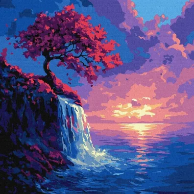 Ideyka Malowanie po numerach - Sakura w strumieniu 40x40cm
