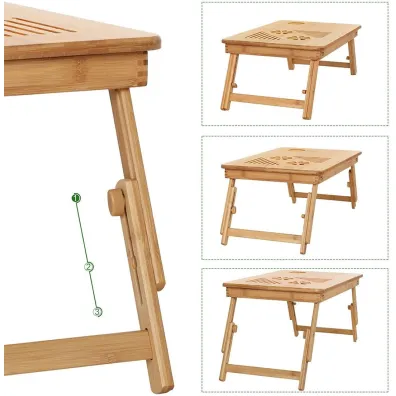 Songmics Stolik pomocniczy pod laptopa bambus