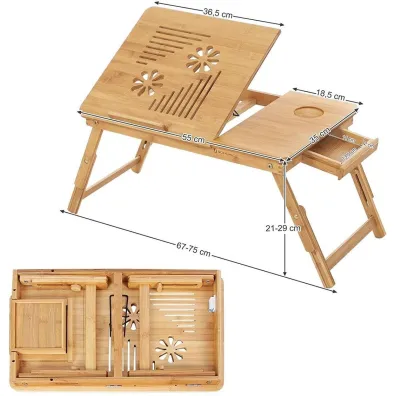 Songmics Stolik pomocniczy pod laptopa bambus