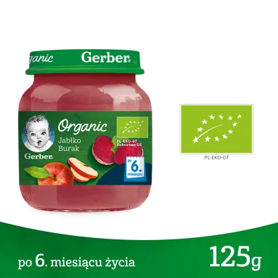 Gerber Organic Deserek jab�ko burak dla niemowl�t po 6 miesi�cu 125 g Bio