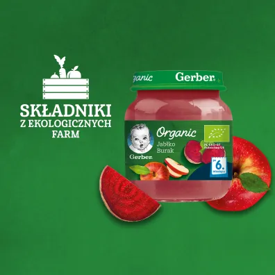 Gerber Organic Deserek jab�ko burak dla niemowl�t po 6 miesi�cu 125 g Bio