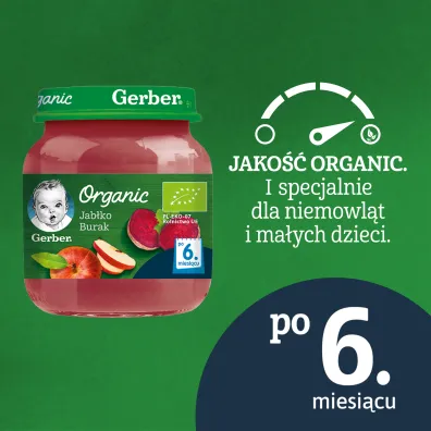 Gerber Organic Deserek jab�ko burak dla niemowl�t po 6 miesi�cu 125 g Bio