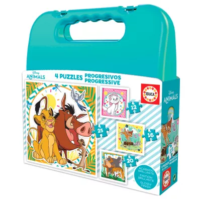 Puzzle 12x16x20x25 el. w walizce Zwierzta Disney'a Educa