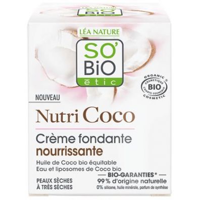 SO'BiO etic Łagodny odżywczy krem do twarzy do skóry suchej i bardzo suchej Nutri Coco 50 ml