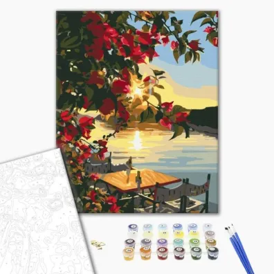 Brushme Malowanie po numerach - Zach�d s�o�ca na molo 40x50cm