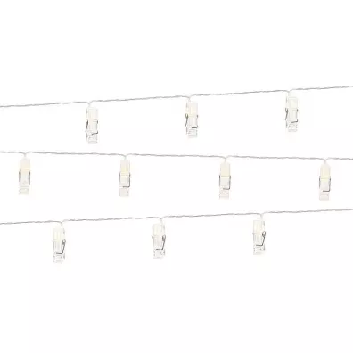 PartyDeco Lampki LED klamerki bezbarwne 1.4m