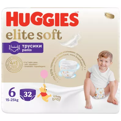 Huggies Pieluchomajtki Mega Pants 6 (15-25 kg) Elite Soft 32 szt.