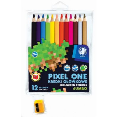 Astra Kredki owkowe Pixel One + temperwka 12 kolorw