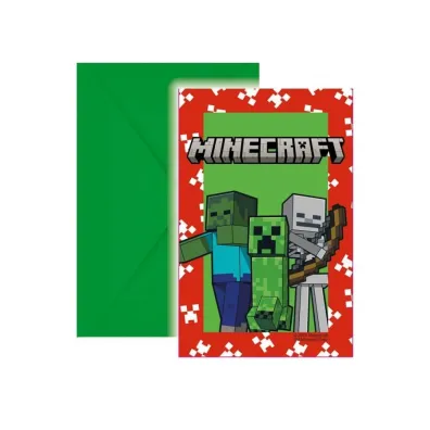 Procos Zaproszenia z kopertami Minecraft 6 szt.