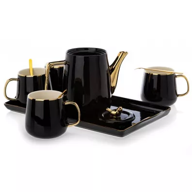 HowHomely Serwis kawowy Noah Black Gold