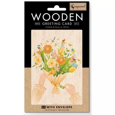 Cozywood Karnet drewniany C6 + koperta Bukiet kwiat�w