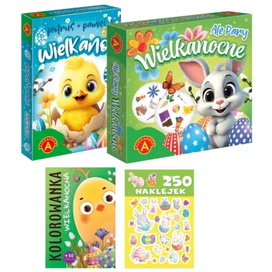 Pakiet: Wielkanocna kolorowanka, Ale pary. Wielkanoc, 250 naklejek. Wielkanoc z pomys�em, Karty Piotru� + Pami��. Wielkanoc