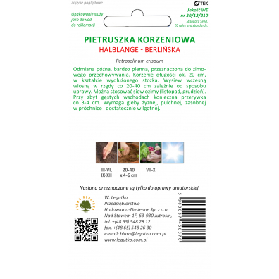 W. Legutko - nasiona Pietruszka korzeniowa Halblange (Berliska) nasiona 5 g