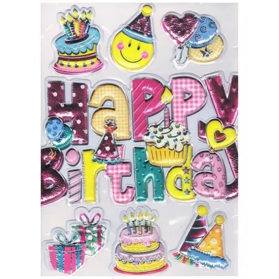 GoParty Naklejki wypuk�e Birthday Girl