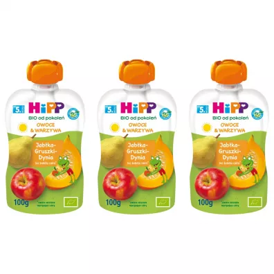 Hipp Mus owocowo-warzywny po 5. miesicu jabka-gruszki-dynia zestaw 3 x 100 g Bio