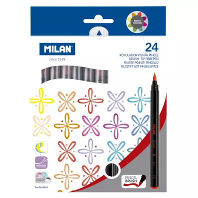 Milan Flamastry z pdzelkiem 24 szt.