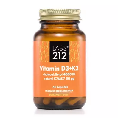 Labs212 Witamina D3 4000 IU + K2MK7 50 ?q Suplement diety 60 kaps.