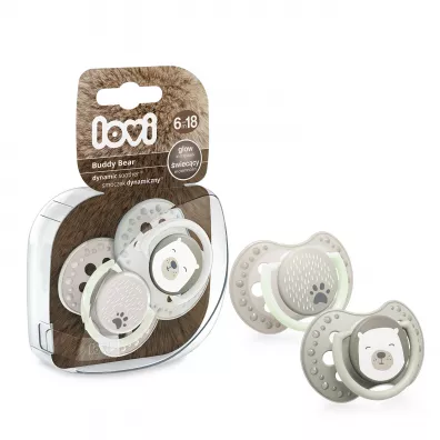 Lovi Smoczek silikonowy dynamiczny Buddy Bear 6-18m 2 szt.