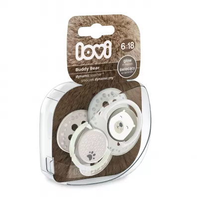 Lovi Smoczek silikonowy dynamiczny Buddy Bear 6-18m 2 szt.