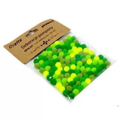 Penword Dekoracje pompony mix zielony 1cm
