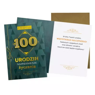 Kukartka Karnet B6 Urodziny 100 m�skie