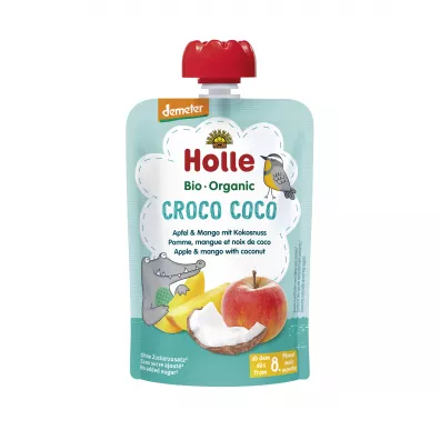 Holle Mus Kokosowy krokodyl Jabko i mango z kokosem od 8 miesica 100 g Bio