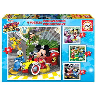 Puzzle 4w1 Myszka Miki i rani rajdowcy Educa