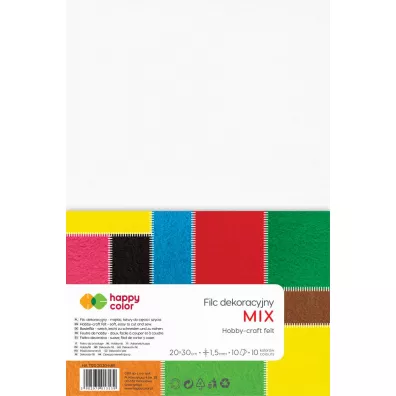 Happy Color Filc dekoracyjny MIX 20x30cm, 1.5mm