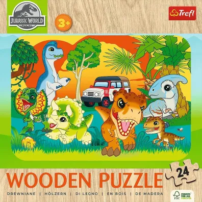 Puzzle drewniane 24 el. Poznaj dinozaury Trefl