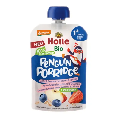 Holle Mus owsiankowy Pingwin (jab�ko - ry� - owoce jagodowe - quinoa) od 1 roku Demeter 110 g Bio
