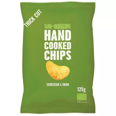 Trafo Chipsy ziemniaczane cienko krojone o smaku �mietankowo - cebulowym 125 g Bio