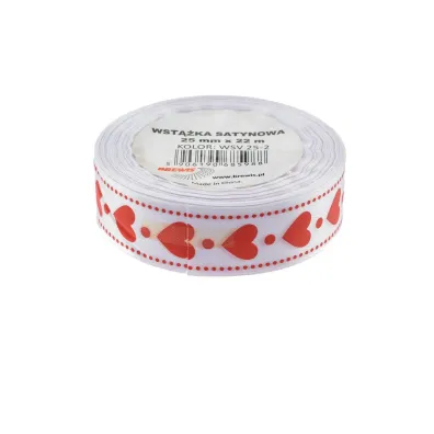 Brewis Wst��ka satynowa w serca bia�a 25mm x 22m
